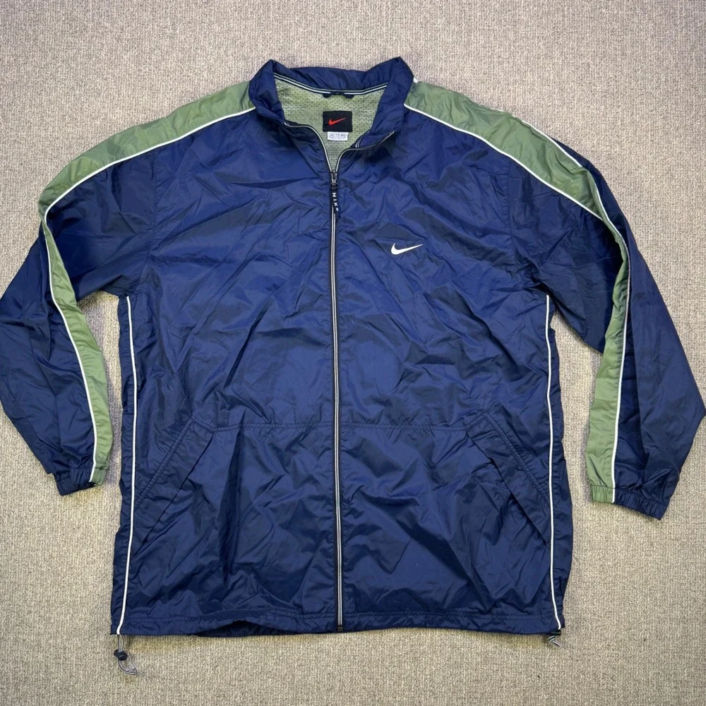 Nike Y2K Windbreaker Jacket XXL Navy‎ Olive Full Zip Track Streetwear